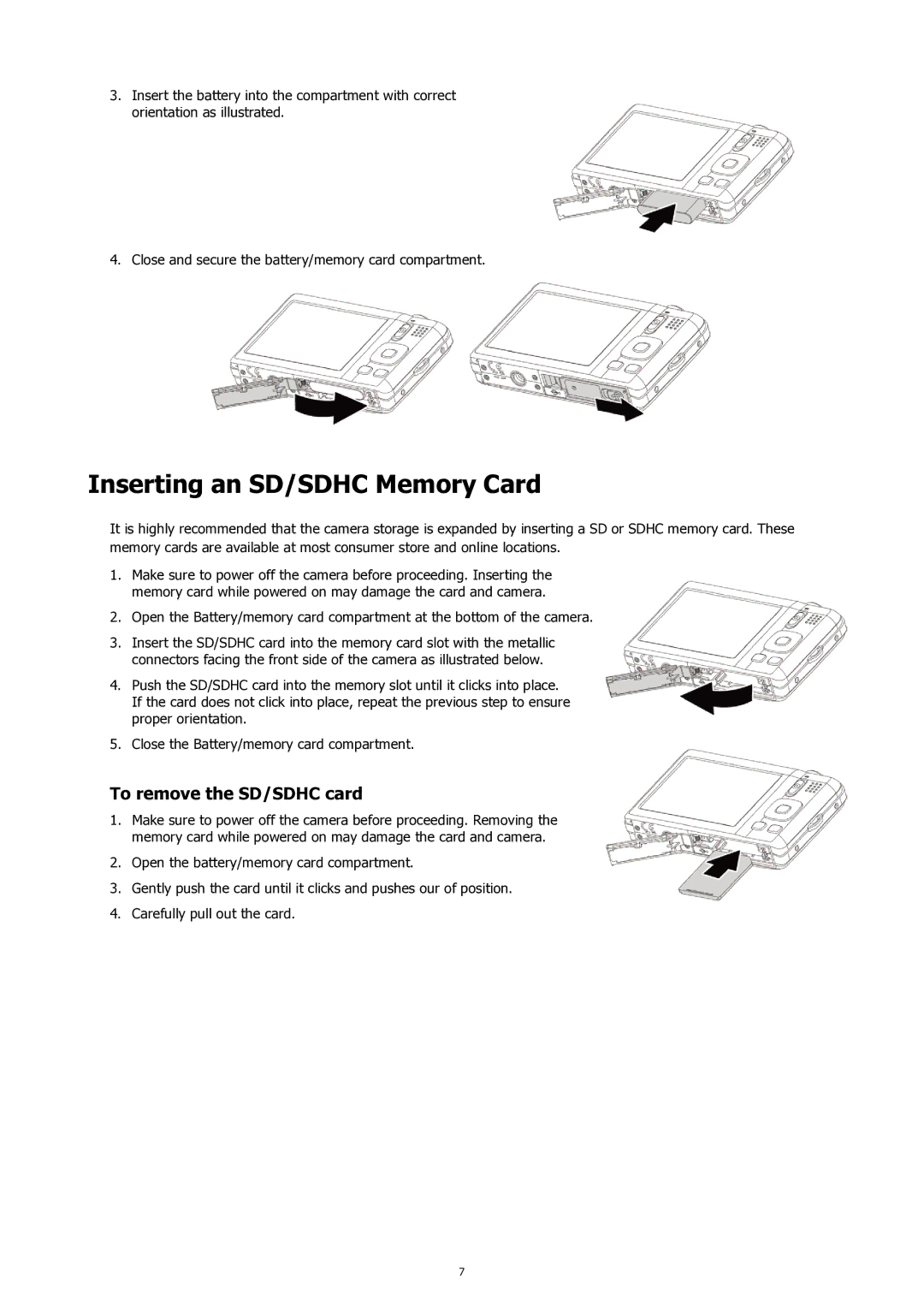 HP SW450 manual Inserting an SD/SDHC Memory Card, To remove the SD/SDHC card 