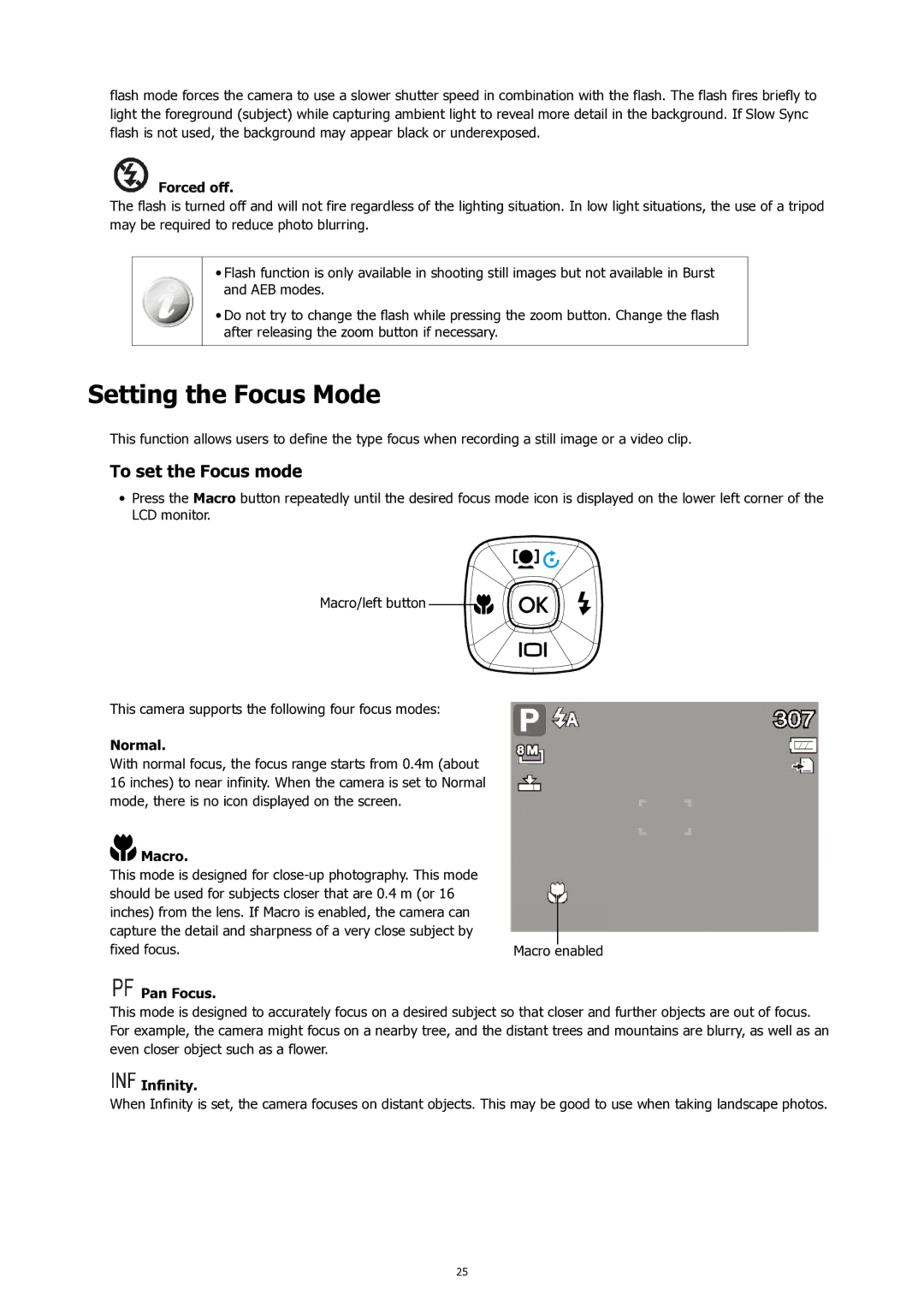 HP SW450 manual Setting the Focus Mode, To set the Focus mode 