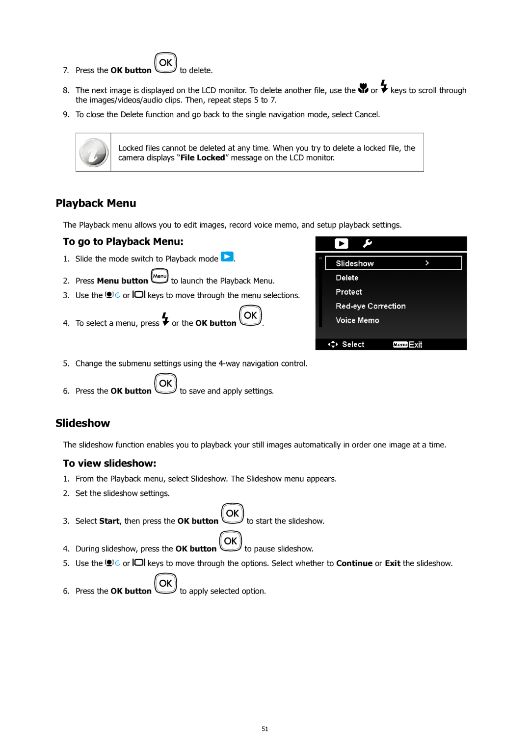 HP SW450 manual Slideshow, To go to Playback Menu, To view slideshow 