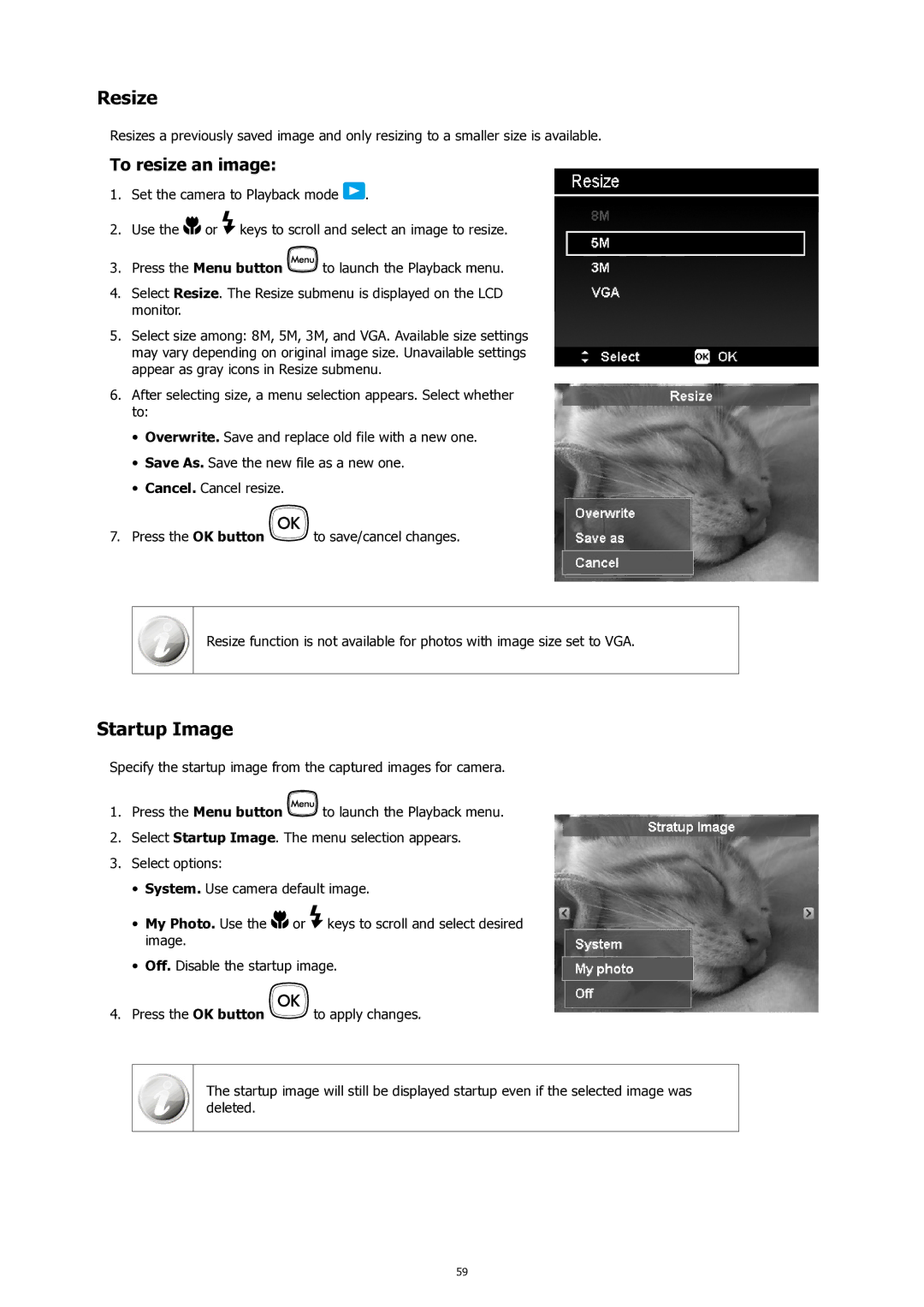 HP SW450 manual Resize, Startup Image, To resize an image 