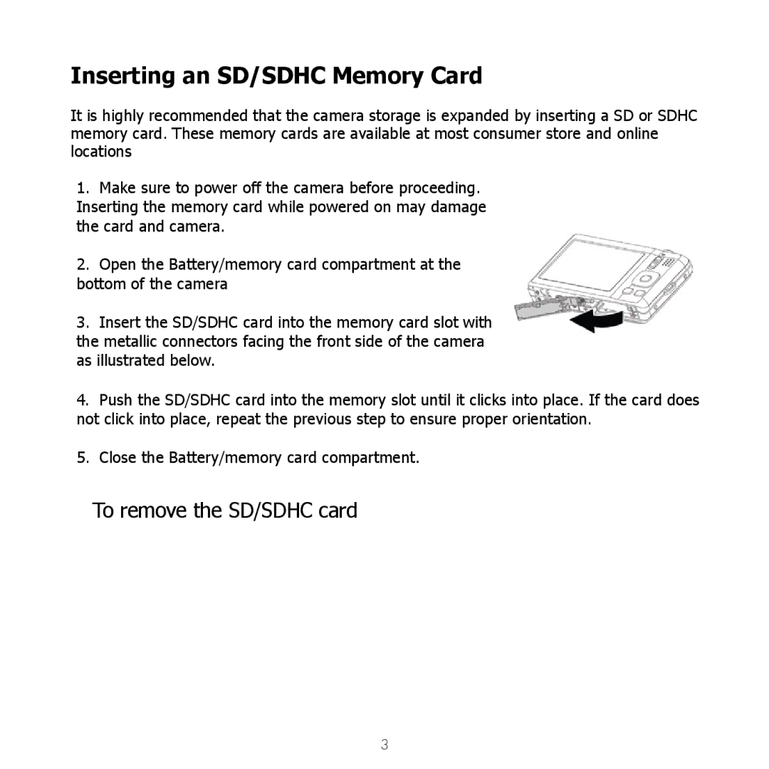 HP SW450 manual Inserting an SD/SDHC Memory Card, To remove the SD/SDHC card 