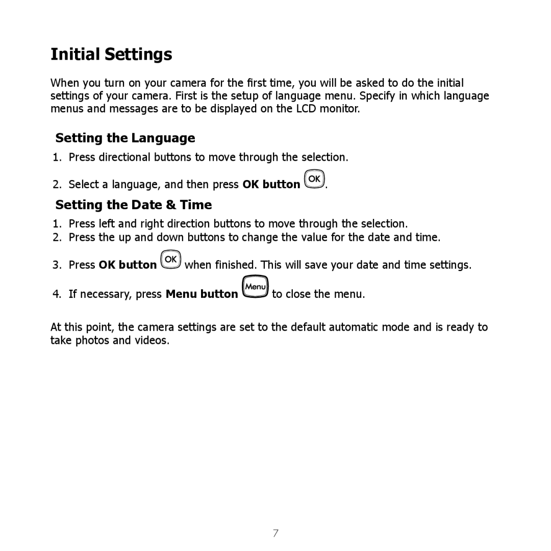 HP SW450 manual Initial Settings, Setting the Language, Setting the Date & Time 