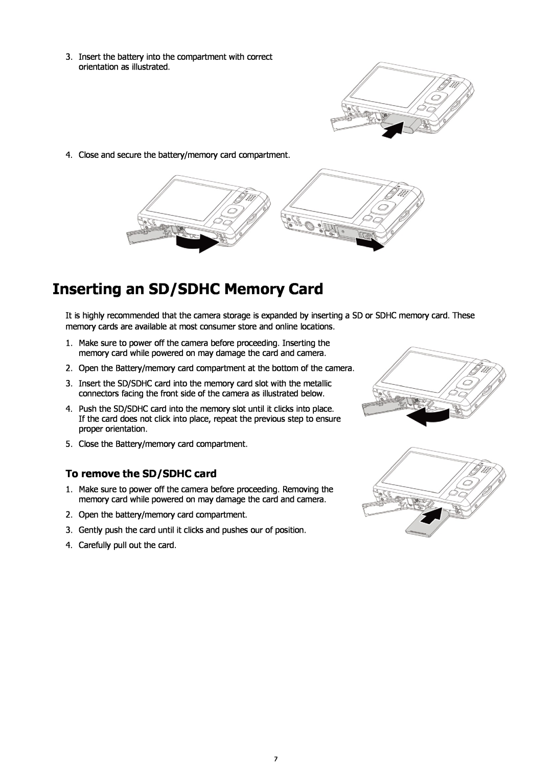 HP SW450 manual Inserting an SD/SDHC Memory Card, To remove the SD/SDHC card 