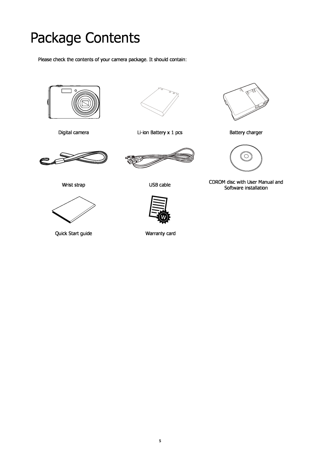 HP SW450 Package Contents, Please check the contents of your camera package. It should contain, Digital camera, USB cable 