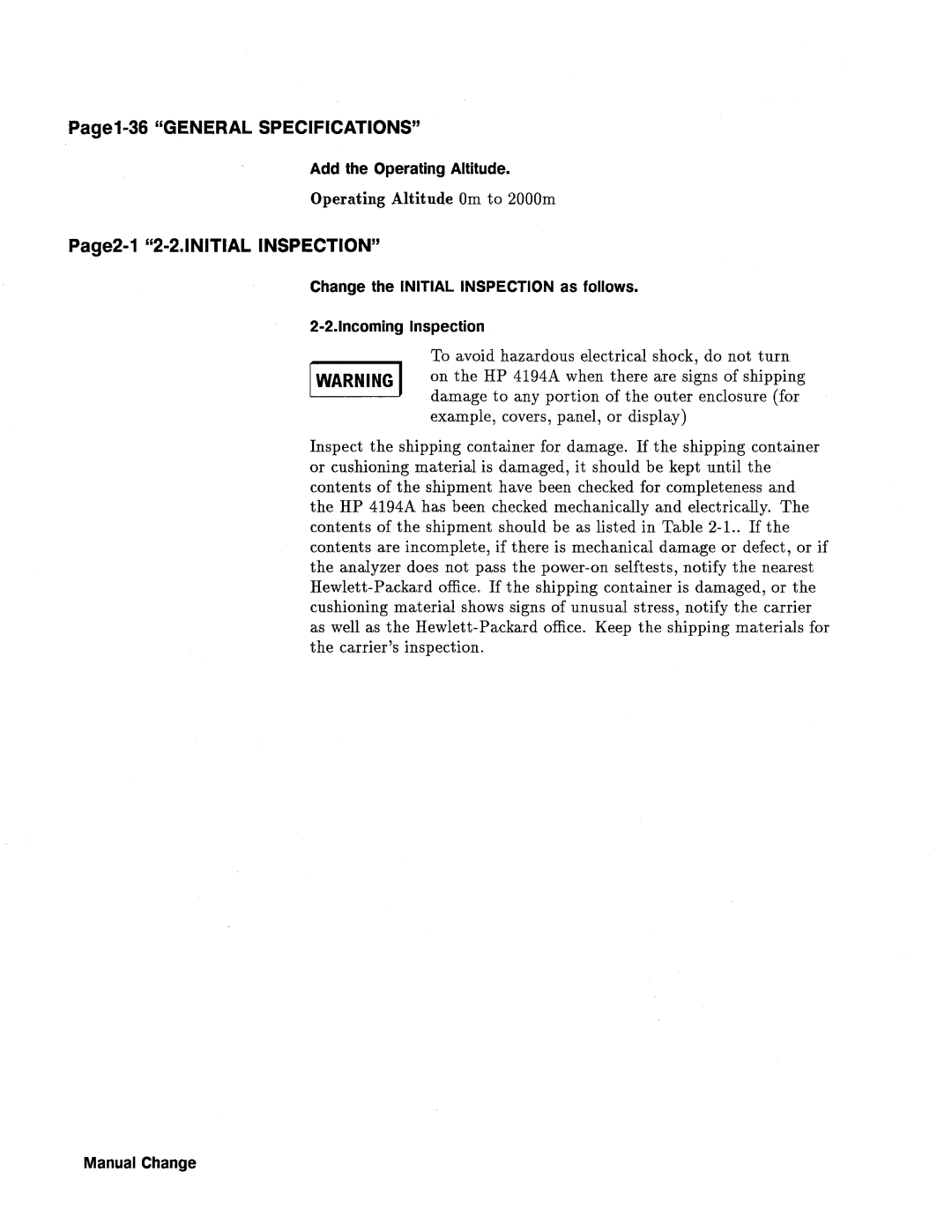 HP Swimming Pool Gate Alarm Agilent 4194A manual 