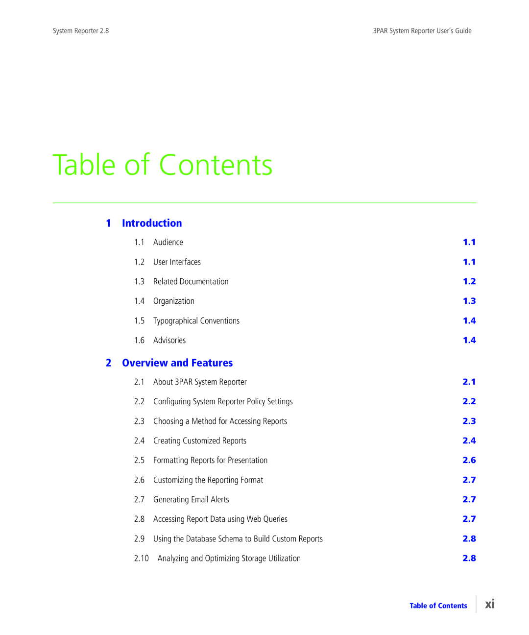 HP System Reporter Media Kit, System Reporter E-Media Kit manual Table of Contents 