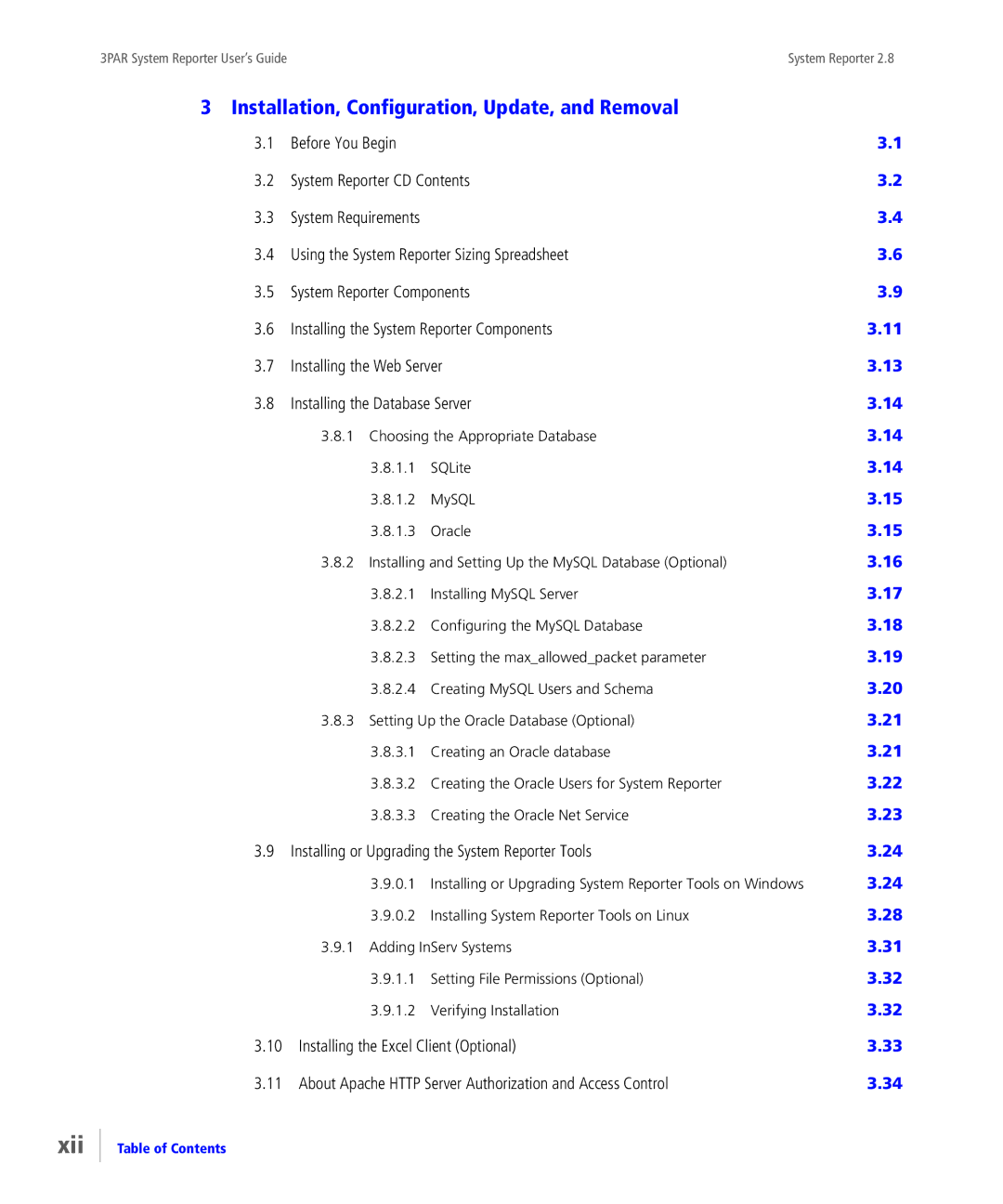 HP System Reporter E-Media Kit, System Reporter Media Kit manual Xii, Installation, Configuration, Update, and Removal 