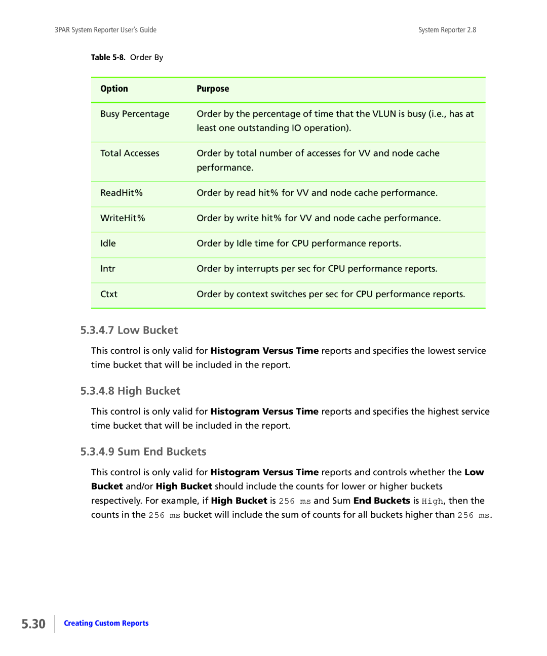 HP System Reporter E-Media Kit, System Reporter Media Kit manual Low Bucket, High Bucket, Sum End Buckets 