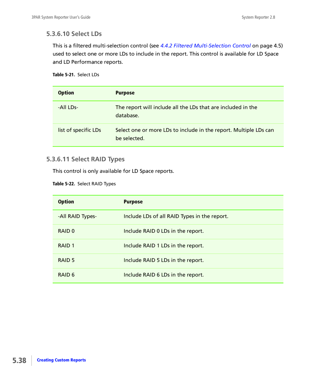 HP System Reporter E-Media Kit, System Reporter Media Kit manual Select LDs, Select RAID Types 