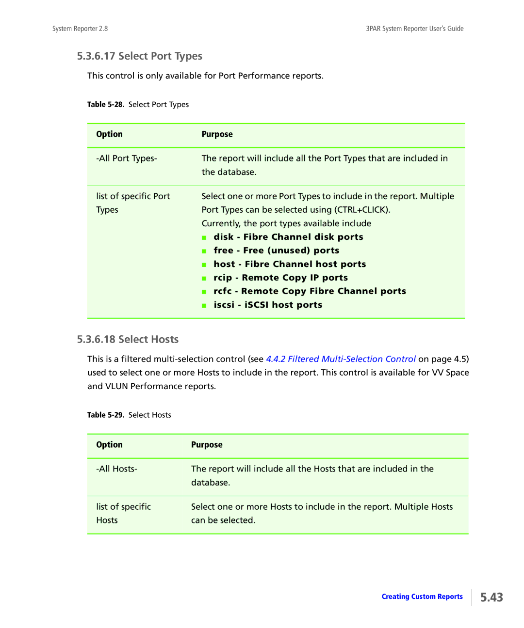 HP System Reporter Media Kit, System Reporter E-Media Kit manual Select Port Types, Select Hosts 