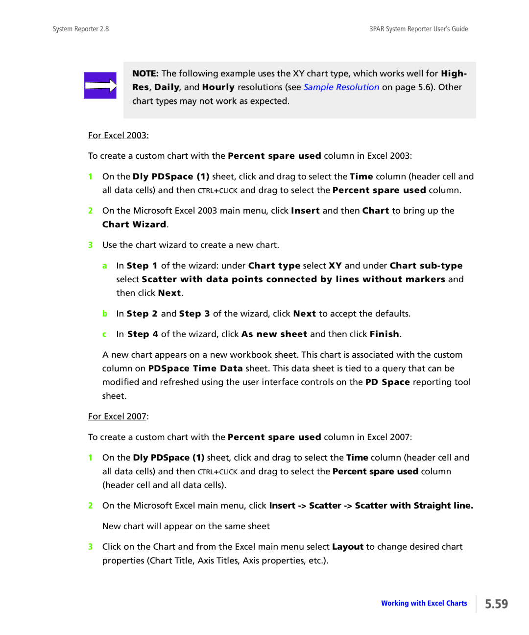 HP System Reporter Media Kit, System Reporter E-Media Kit manual Working with Excel Charts 