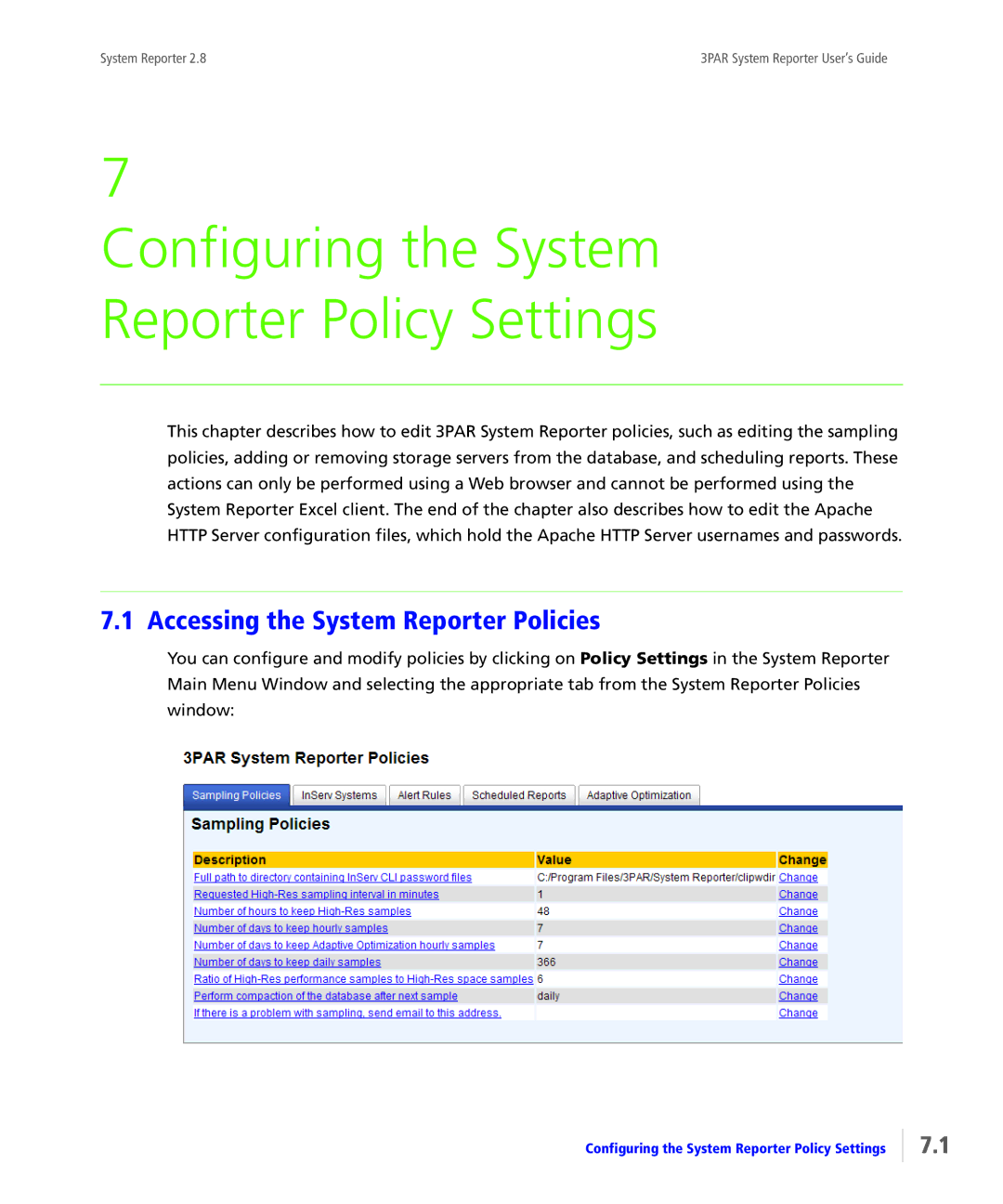 HP System Reporter Media Kit manual Configuring the System Reporter Policy Settings, Accessing the System Reporter Policies 