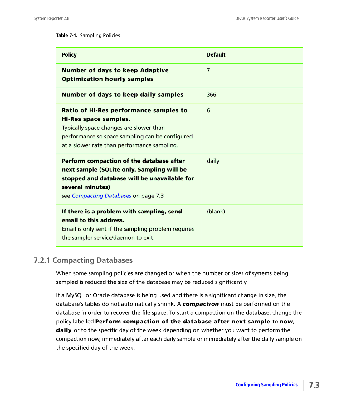 HP System Reporter Media Kit, System Reporter E-Media Kit manual See Compacting Databases on 