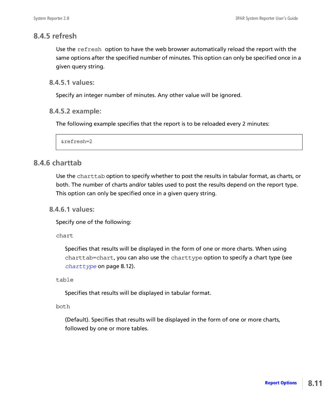 HP System Reporter Media Kit, System Reporter E-Media Kit manual Refresh, Charttab, Both 