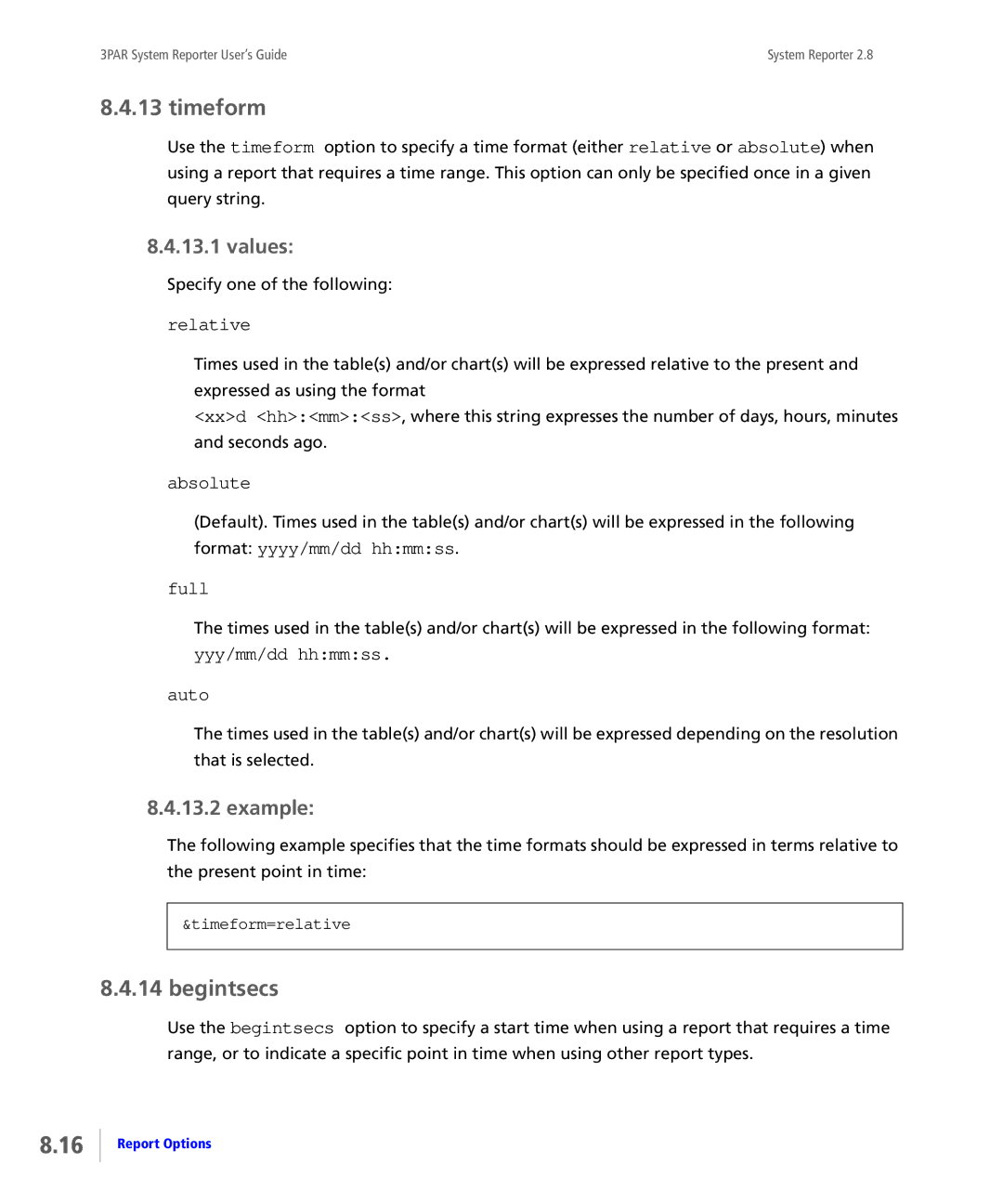 HP System Reporter E-Media Kit, System Reporter Media Kit manual Timeform, Begintsecs 