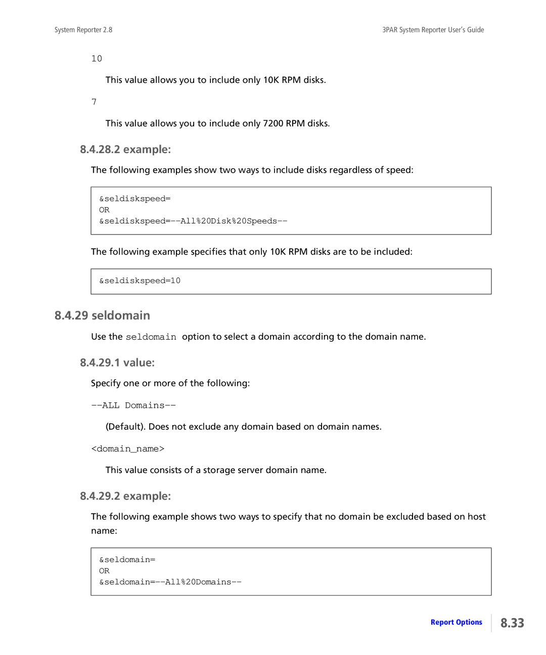 HP System Reporter Media Kit, System Reporter E-Media Kit manual Seldomain, ALL Domains, Domainname 