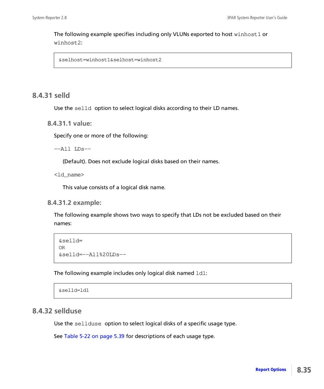 HP System Reporter Media Kit, System Reporter E-Media Kit manual Sellduse, All LDs, Ldname, Selld= Selld=--All%20LDs 