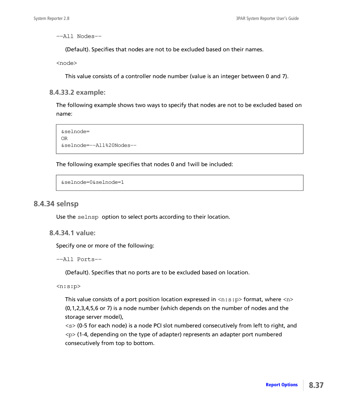 HP System Reporter Media Kit, System Reporter E-Media Kit manual Selnsp, All Nodes, All Ports 