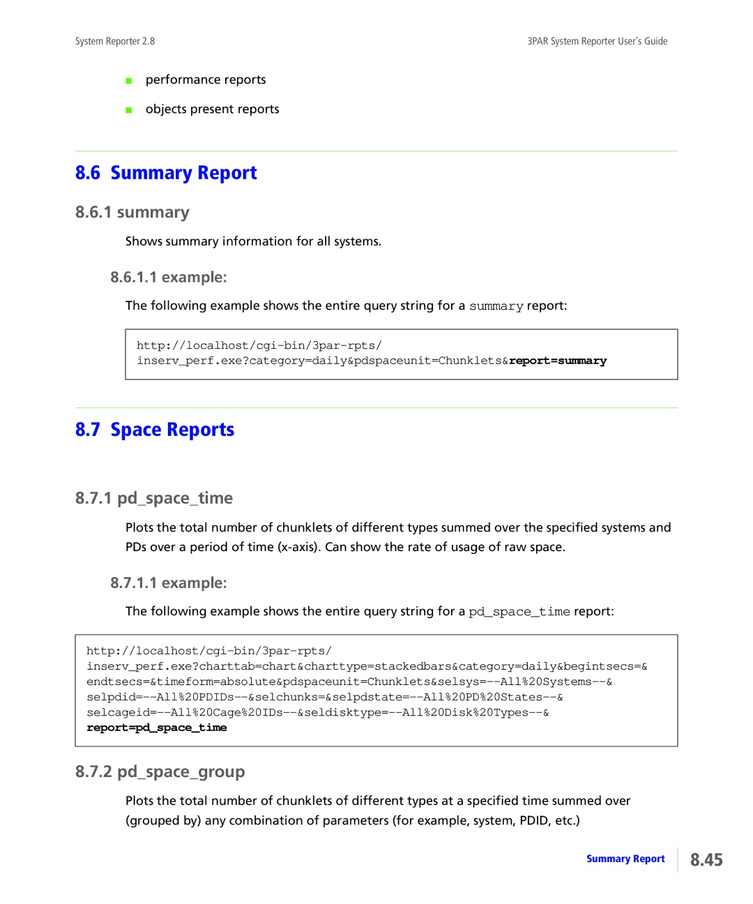 HP System Reporter Media Kit, System Reporter E-Media Kit manual Summary, Pdspacetime, Pdspacegroup 