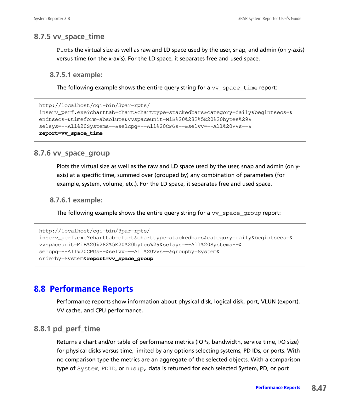 HP System Reporter Media Kit, System Reporter E-Media Kit manual Vvspacetime, Vvspacegroup, Pdperftime 