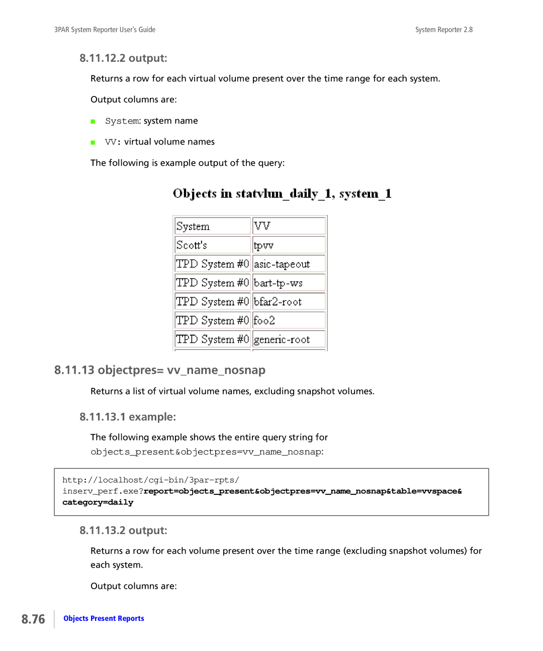 HP System Reporter E-Media Kit, System Reporter Media Kit Objectpres= vvnamenosnap, Objectspresent&objectpres=vvnamenosnap 