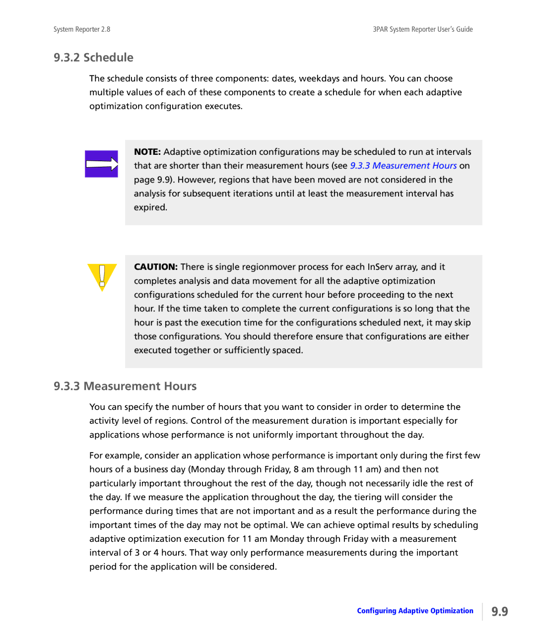 HP System Reporter Media Kit, System Reporter E-Media Kit manual Schedule, Measurement Hours 