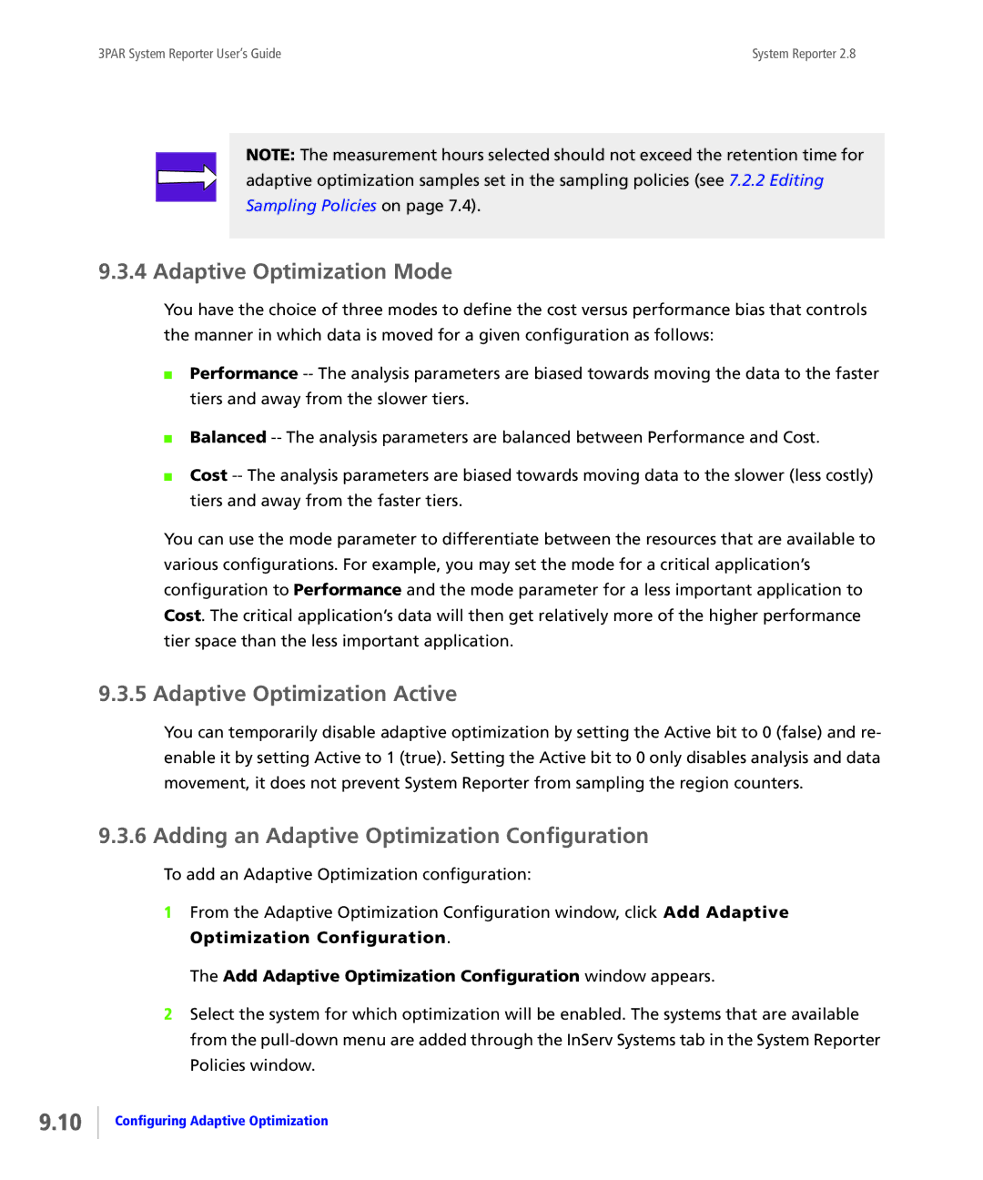 HP System Reporter E-Media Kit, System Reporter Media Kit manual Adaptive Optimization Mode, Adaptive Optimization Active 