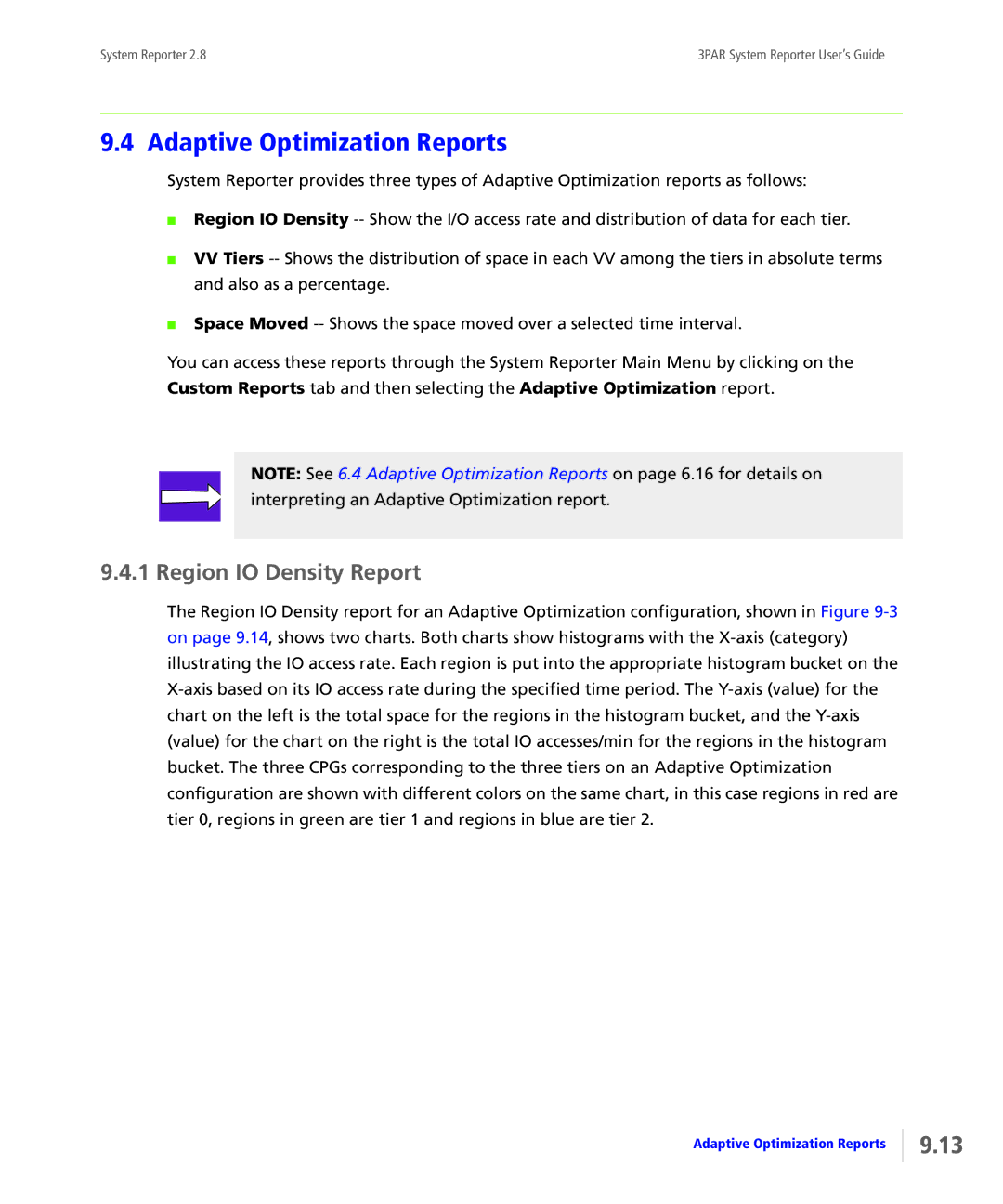 HP System Reporter Media Kit, System Reporter E-Media Kit manual Adaptive Optimization Reports, Region IO Density Report 