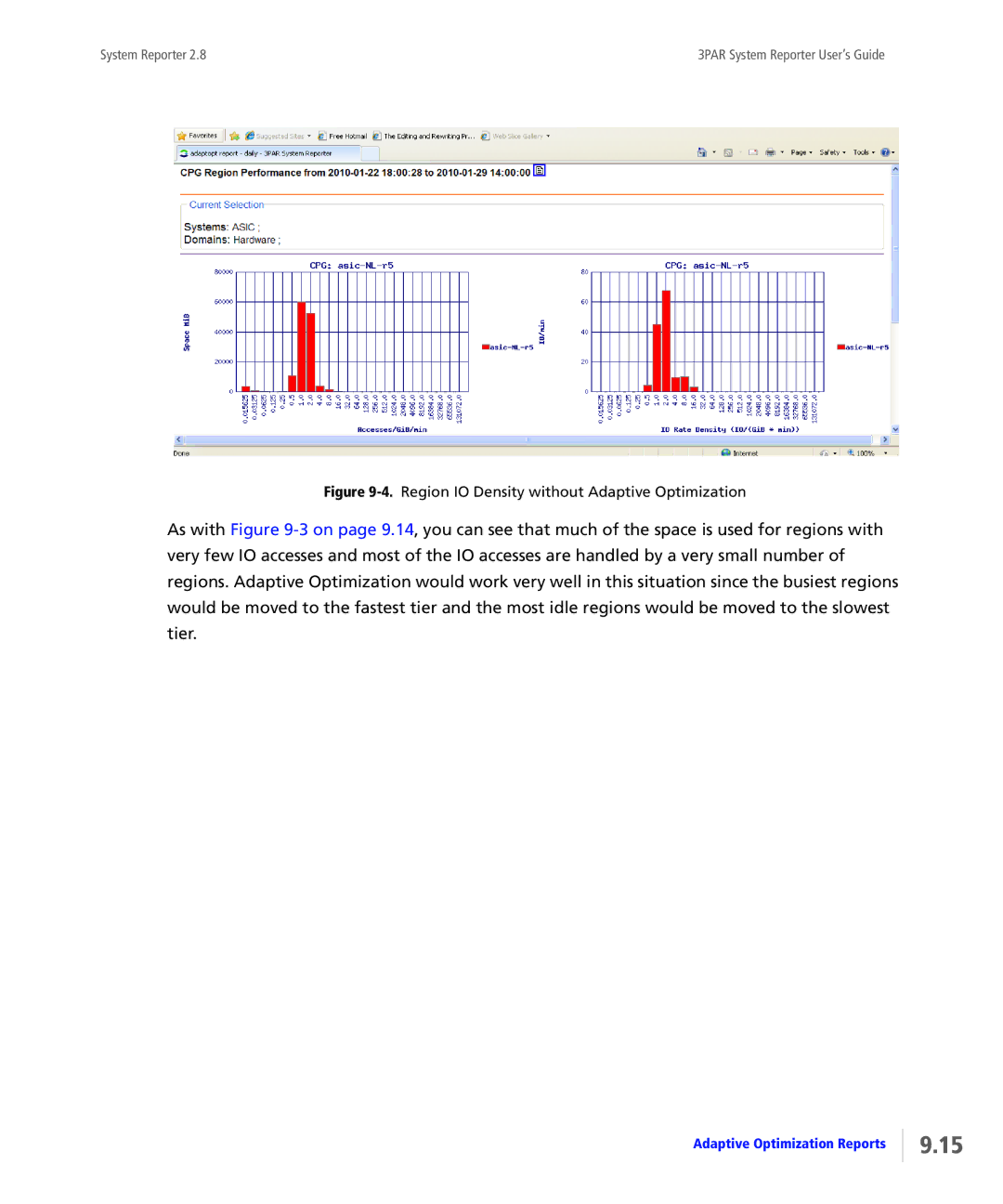 HP System Reporter Media Kit, System Reporter E-Media Kit manual Region IO Density without Adaptive Optimization 