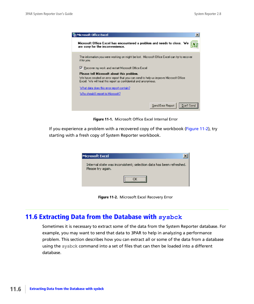 HP System Reporter E-Media Kit, System Reporter Media Kit manual Extracting Data from the Database with sysbck, 11.6 