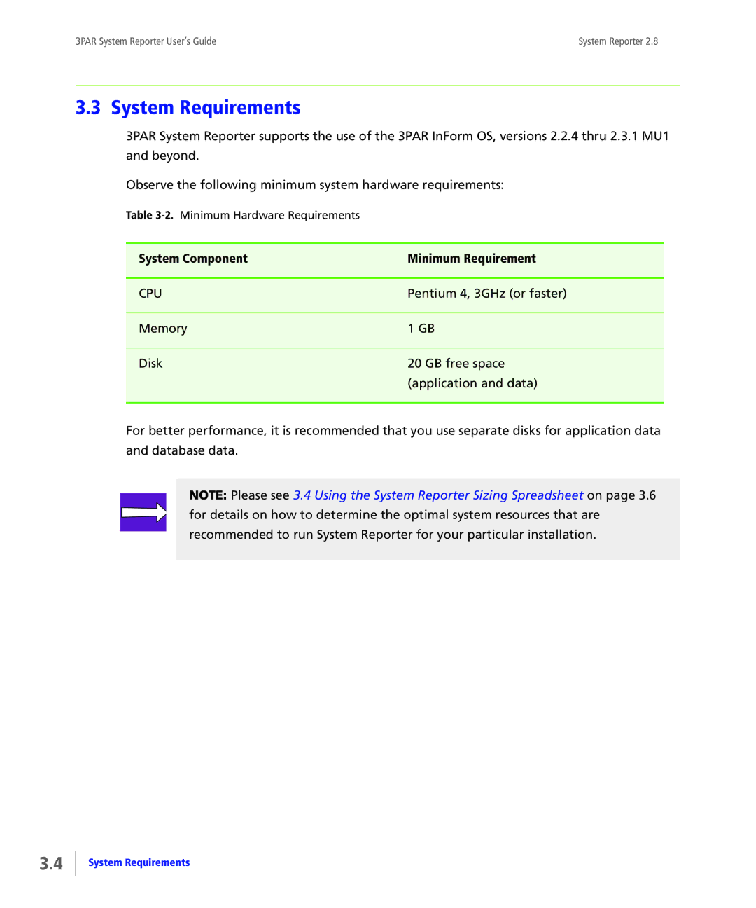 HP System Reporter E-Media Kit, System Reporter Media Kit manual System Requirements, System Component Minimum Requirement 