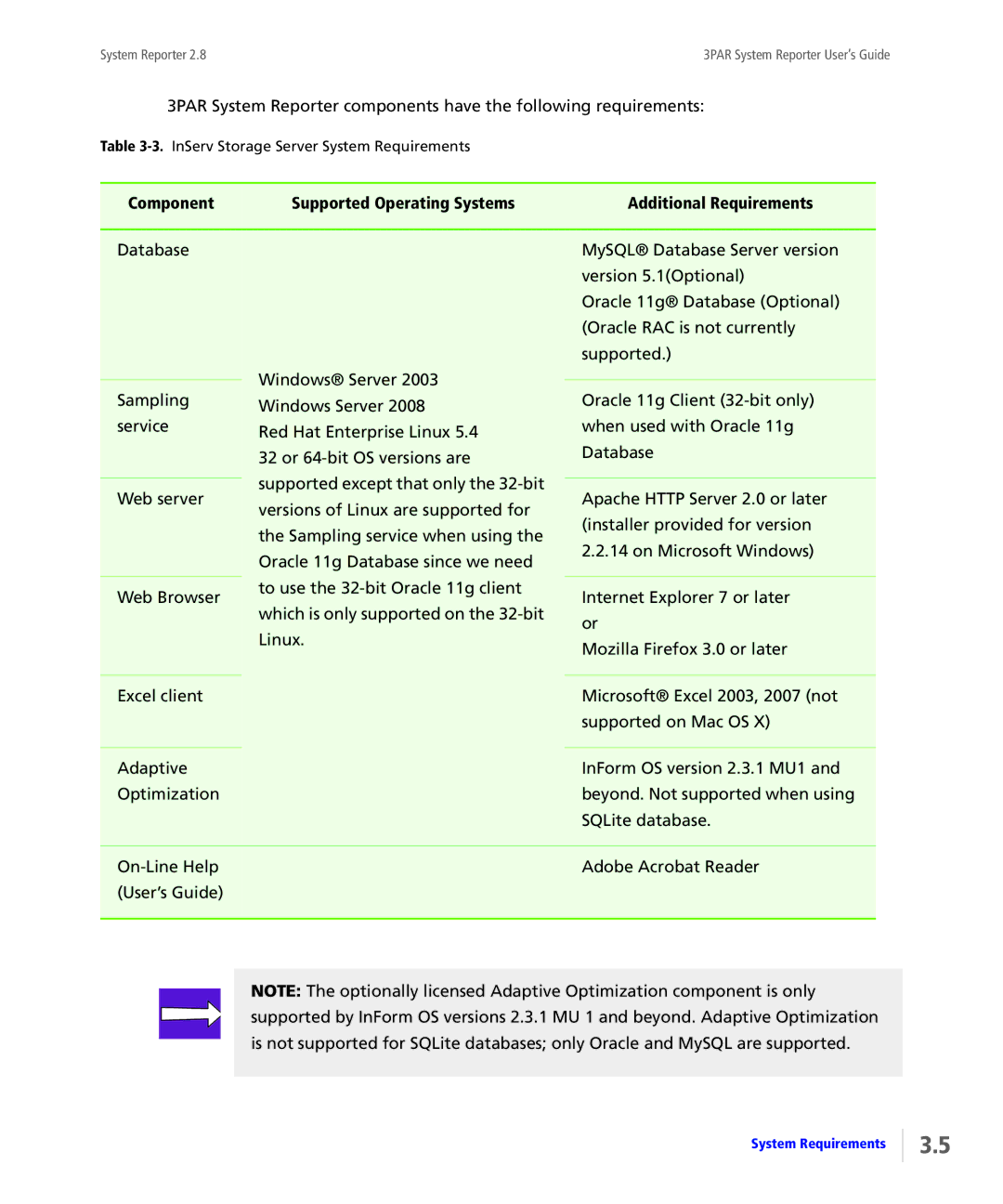 HP System Reporter Media Kit, System Reporter E-Media Kit manual InServ Storage Server System Requirements 