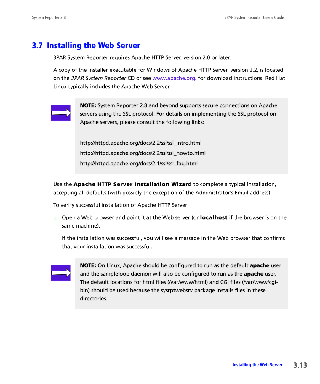 HP System Reporter Media Kit, System Reporter E-Media Kit manual Installing the Web Server 