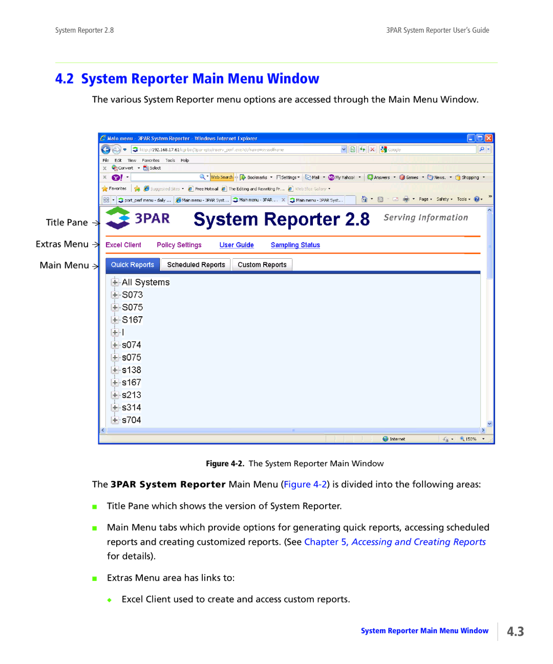 HP System Reporter Media Kit, System Reporter E-Media Kit System Reporter Main Menu Window, System Reporter Main Window 