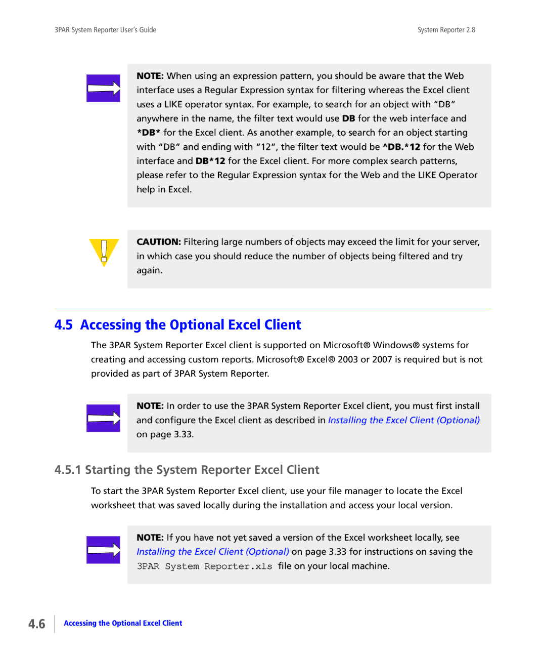 HP System Reporter E-Media Kit manual Accessing the Optional Excel Client, Starting the System Reporter Excel Client 