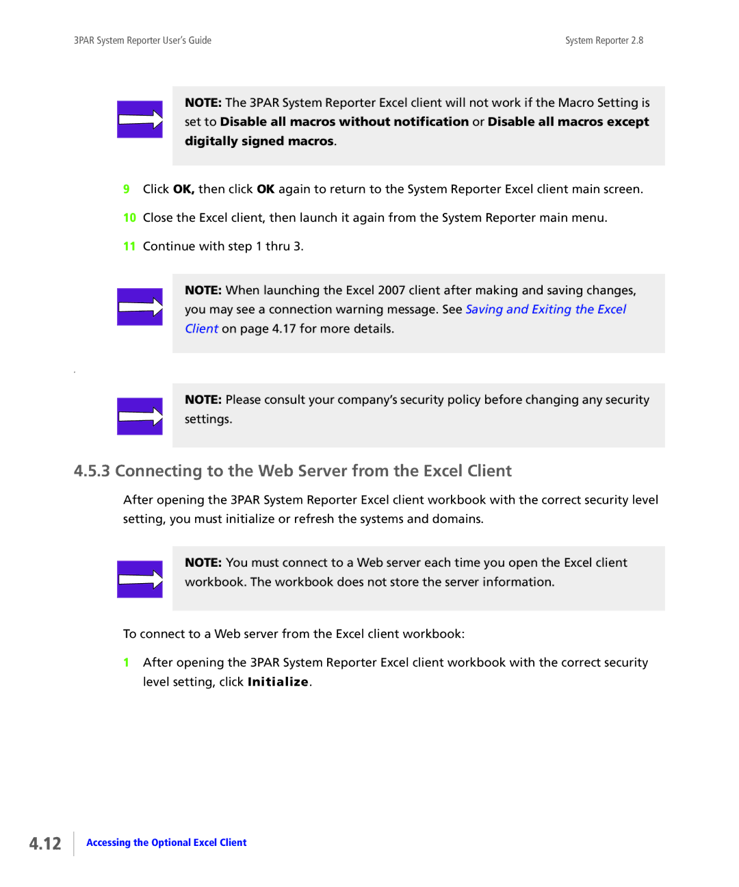 HP System Reporter E-Media Kit, System Reporter Media Kit manual Connecting to the Web Server from the Excel Client 