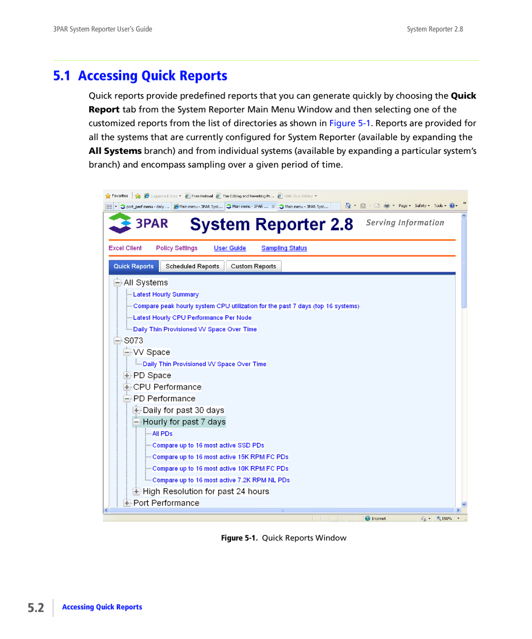 HP System Reporter E-Media Kit, System Reporter Media Kit manual Accessing Quick Reports, Quick Reports Window 