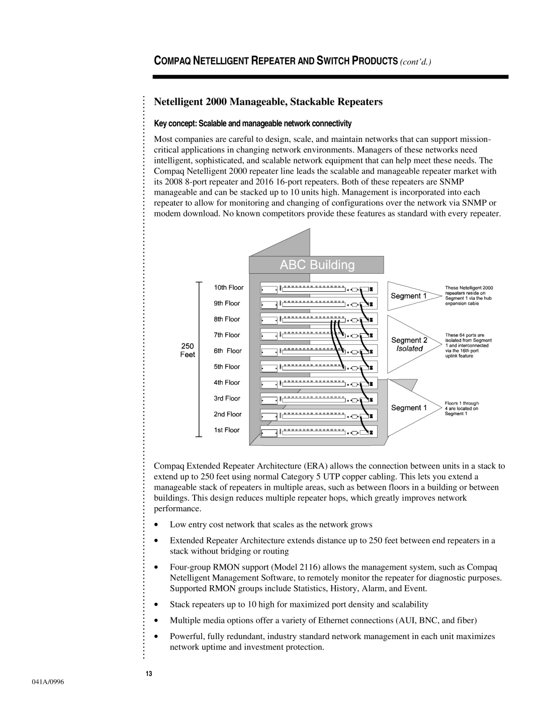 HP t 5708FX 8-Port Fast Eth, t 5226 24-Port Ethernet, t 5114 Ethernet manual Netelligent 2000 Manageable, Stackable Repeaters 