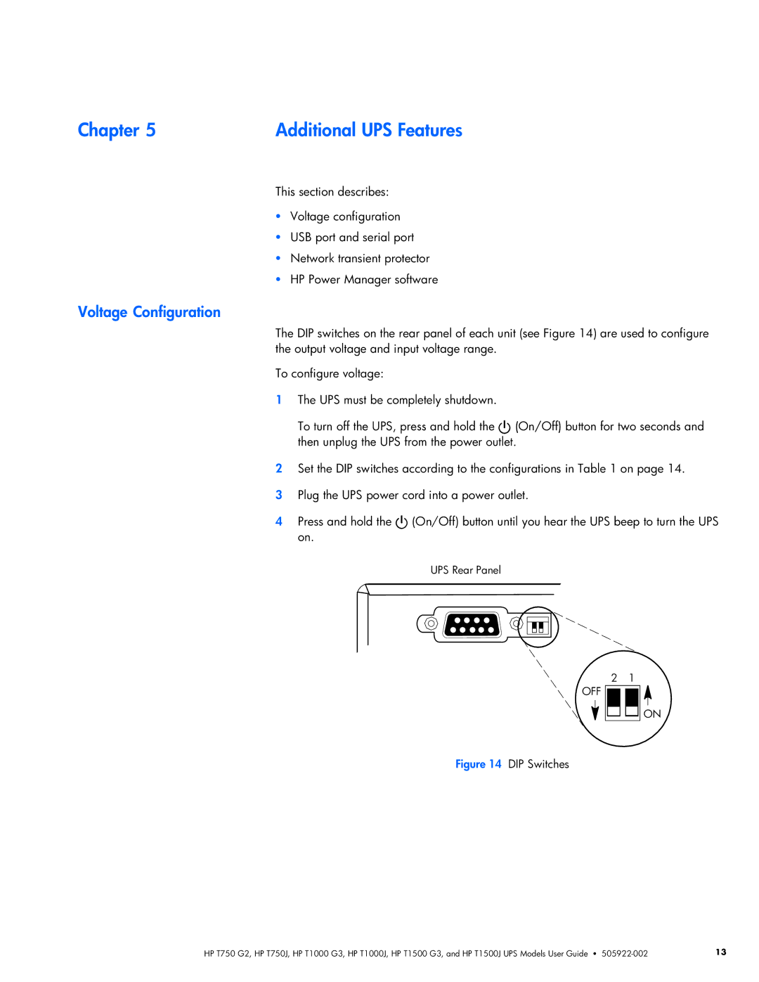 HP T1500 G3, T1000 G3, T1000J, T750J, T750 G2, T1500J manual Additional UPS Features, Configuration 