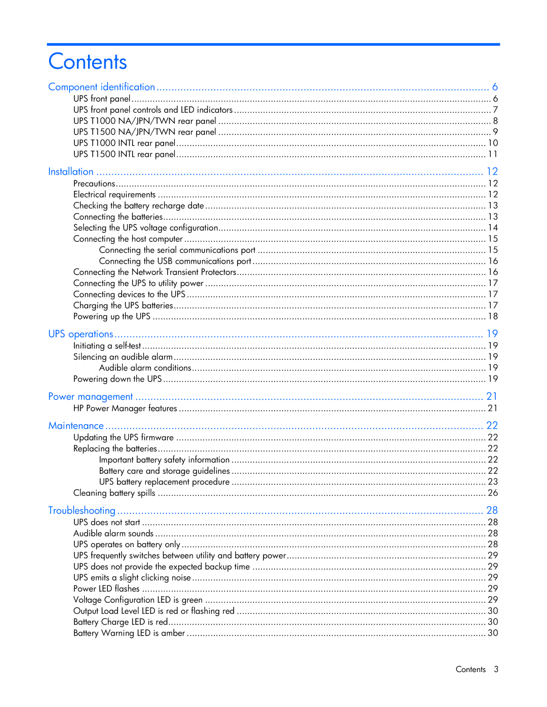 HP T1000 manual Contents 