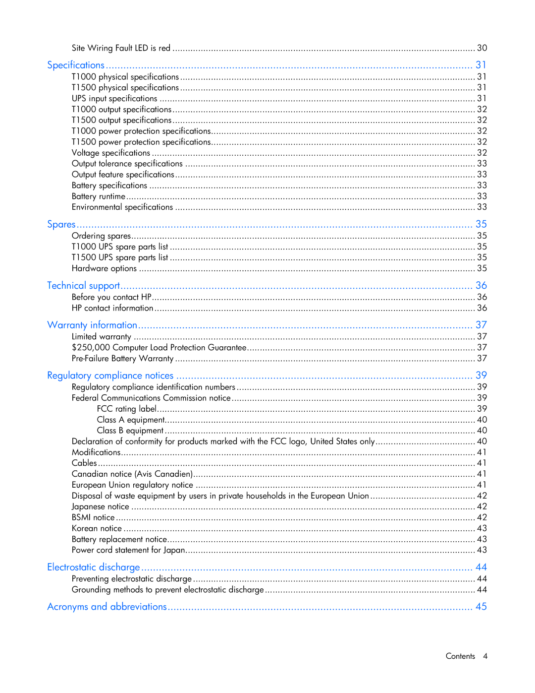 HP T1000 manual Spares 