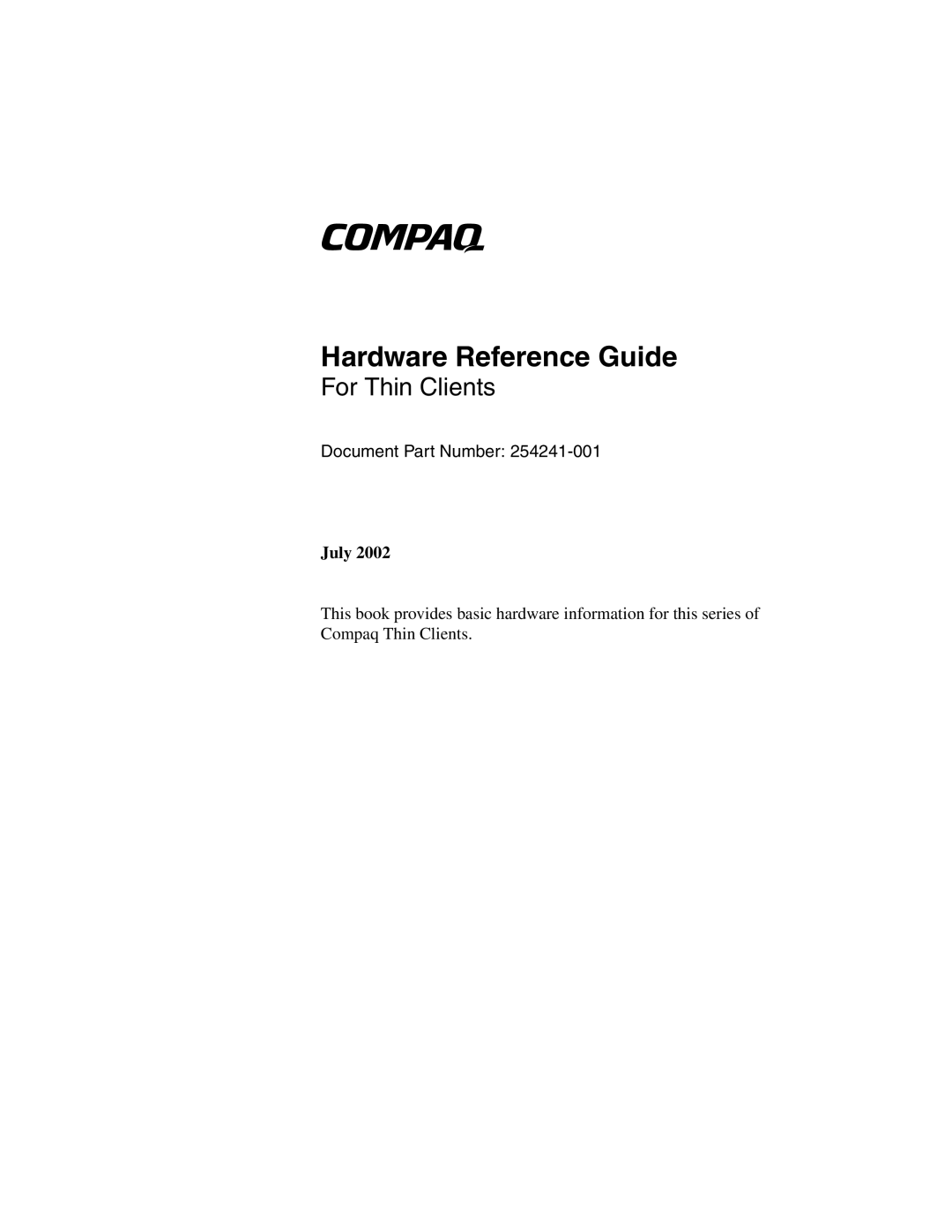 HP t1010 manual Hardware Reference Guide 