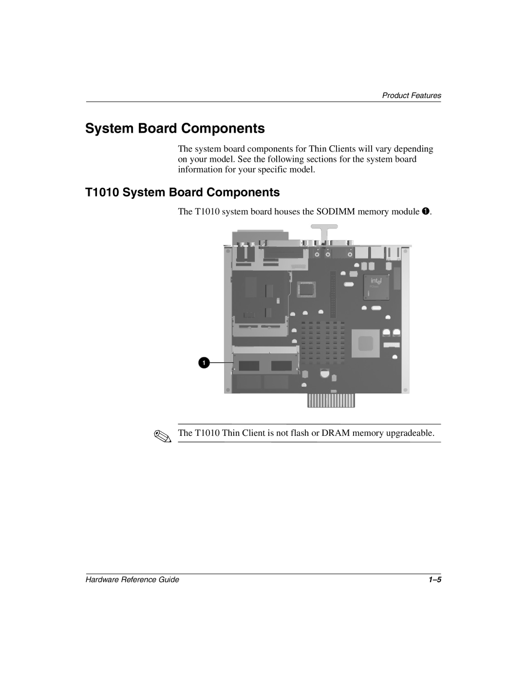 HP t1010 manual T1010 System Board Components 