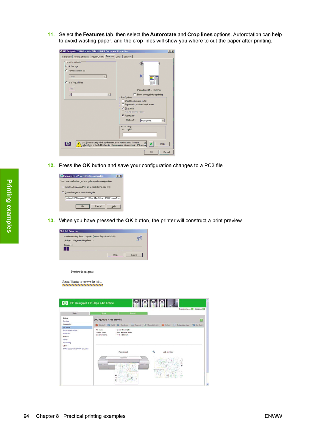 HP T1100 manual Printing examples 