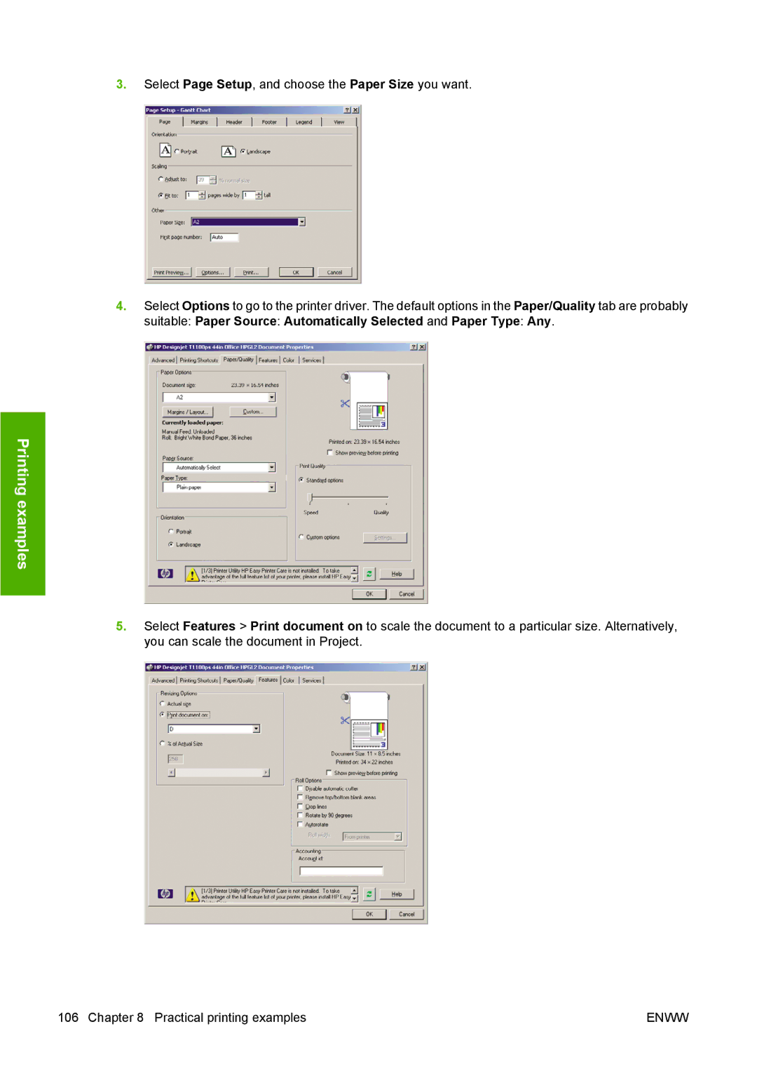 HP T1100 manual Printing examples 