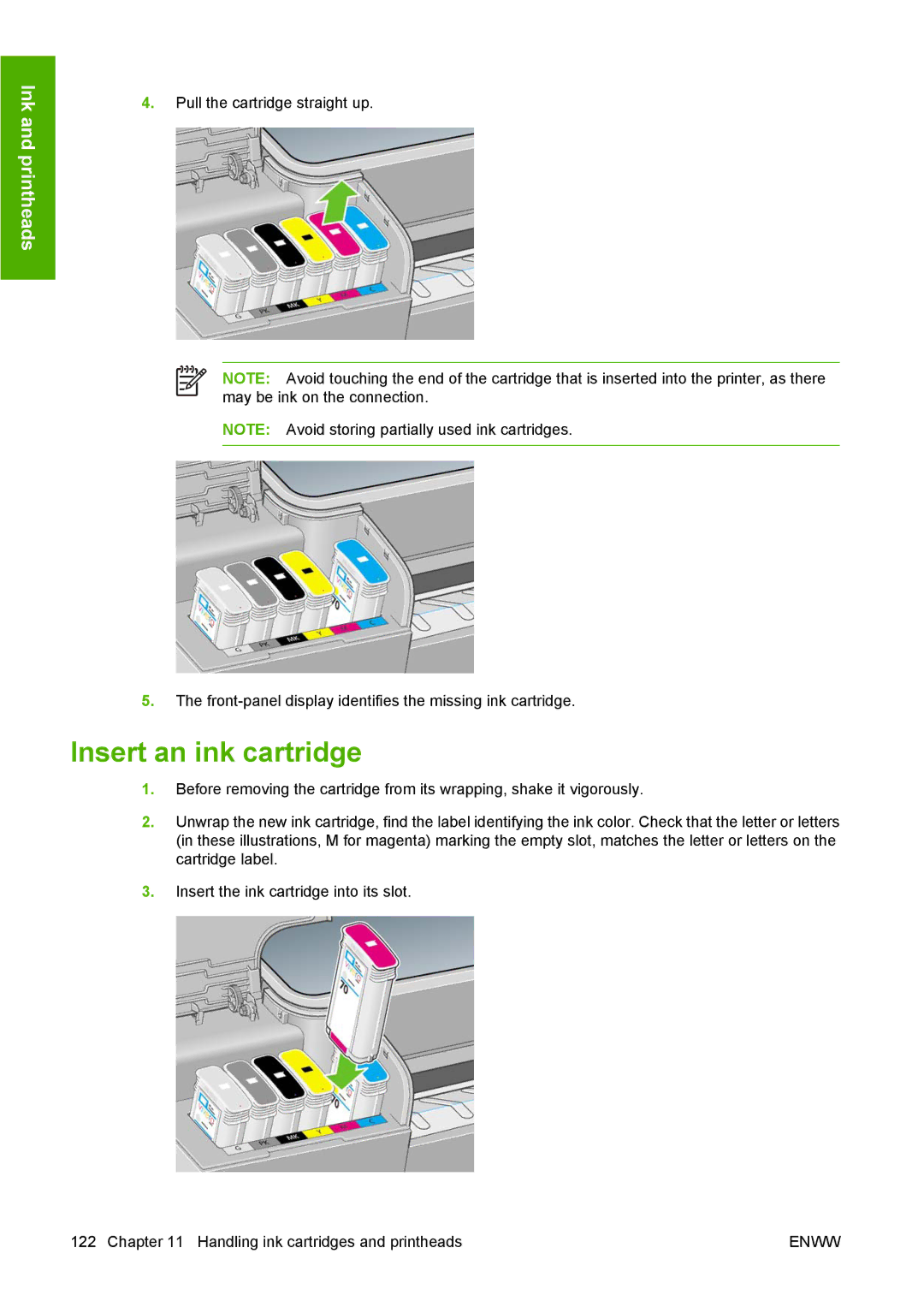 HP T1100 manual Insert an ink cartridge 