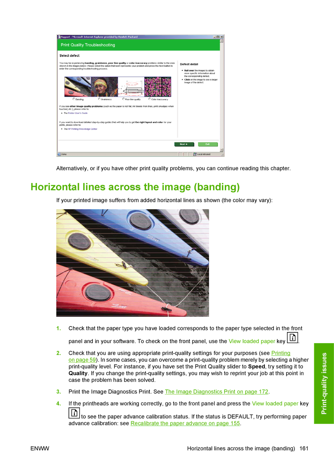 HP T1100 manual Horizontal lines across the image banding 