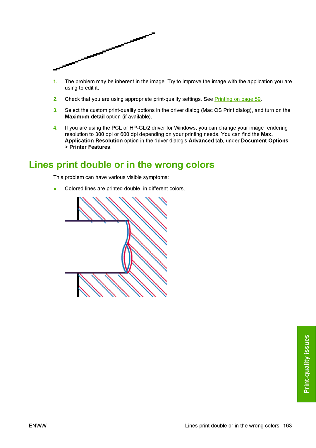 HP T1100 manual Lines print double or in the wrong colors 