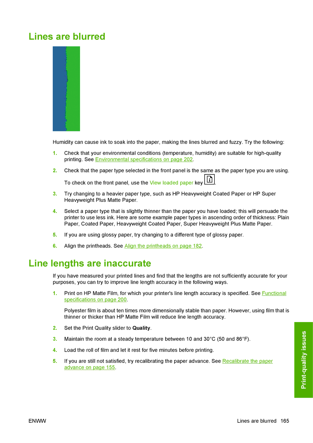 HP T1100 manual Lines are blurred, Line lengths are inaccurate 