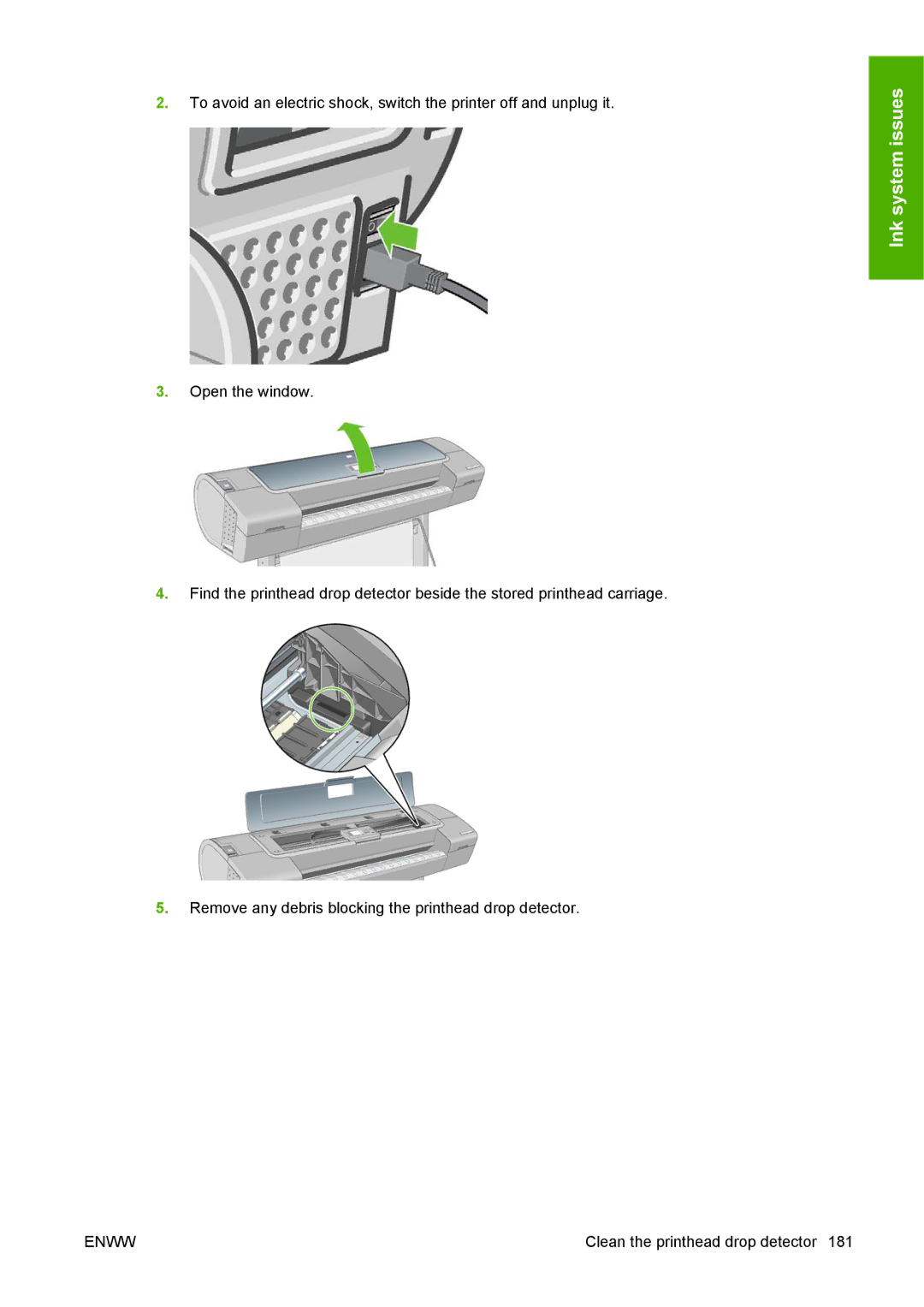 HP T1100 manual Clean the printhead drop detector 